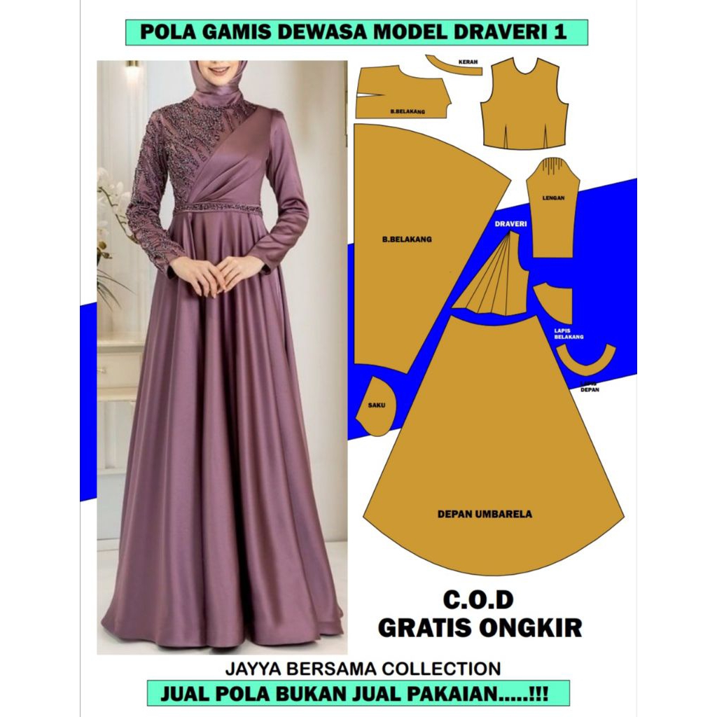 pola gamis umbarela model draveri muslimah