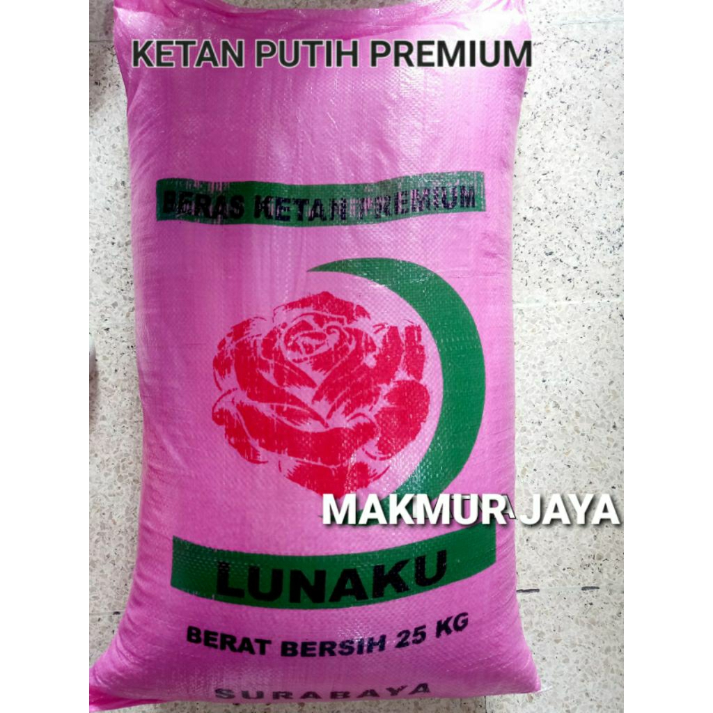 Beras Ketan Putih PREMIUM 25 Kg Grade A (Cap LUNAKU) Via CARGO