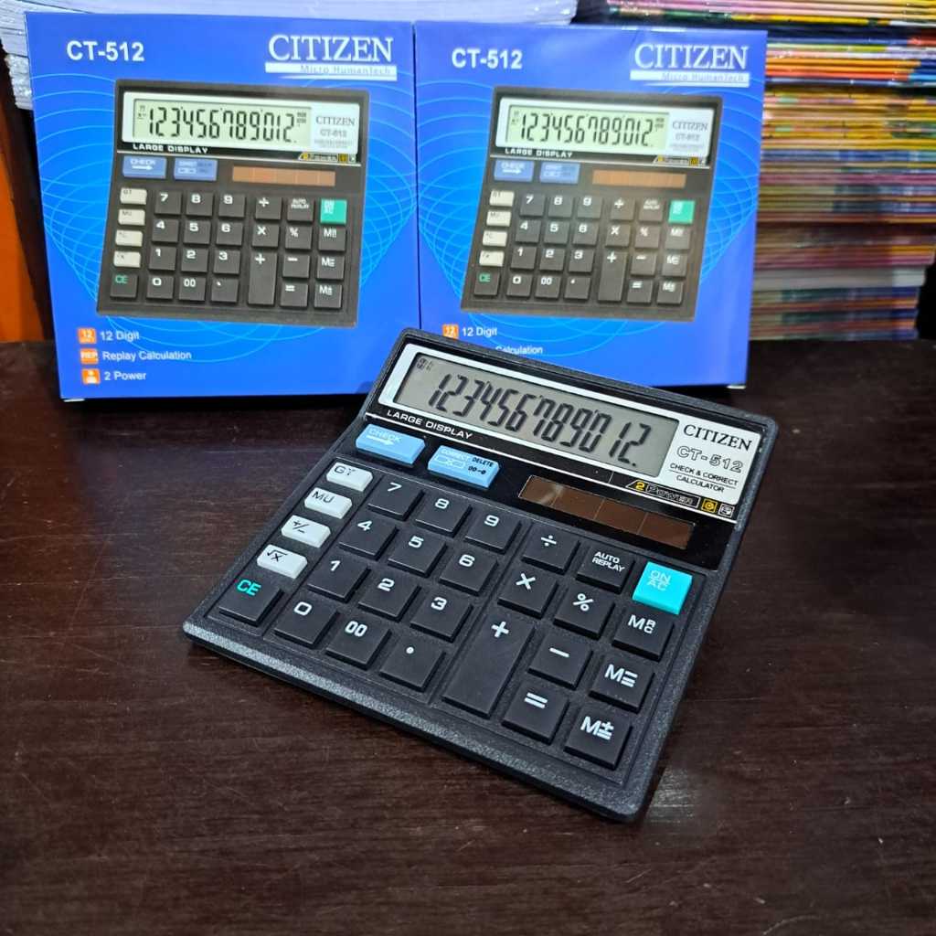 

Kalkulator Citizen CT 512 12 Digit -Kalkulator Check / Kakulator Dagang Besar / Calculator CT 512 MURAH