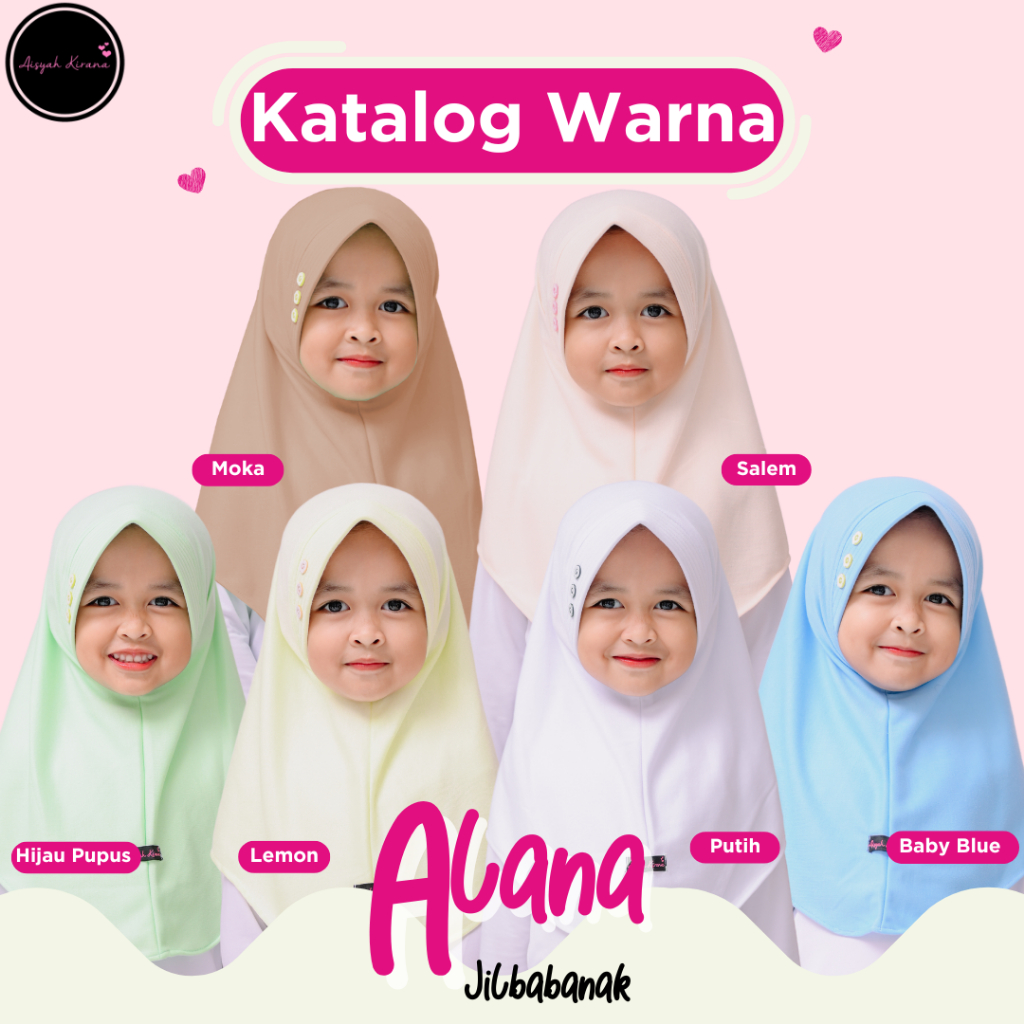 AisyahKirana ALANA Bergo Anak Ped Busa Jilbab Anak Bayi - bergo untuk 2 - 5 tahun dan 6-9 tahun keru