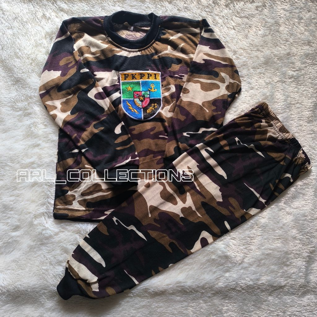 setelan kaos anak loreng fkppi tangan panjang baju kids army bordir