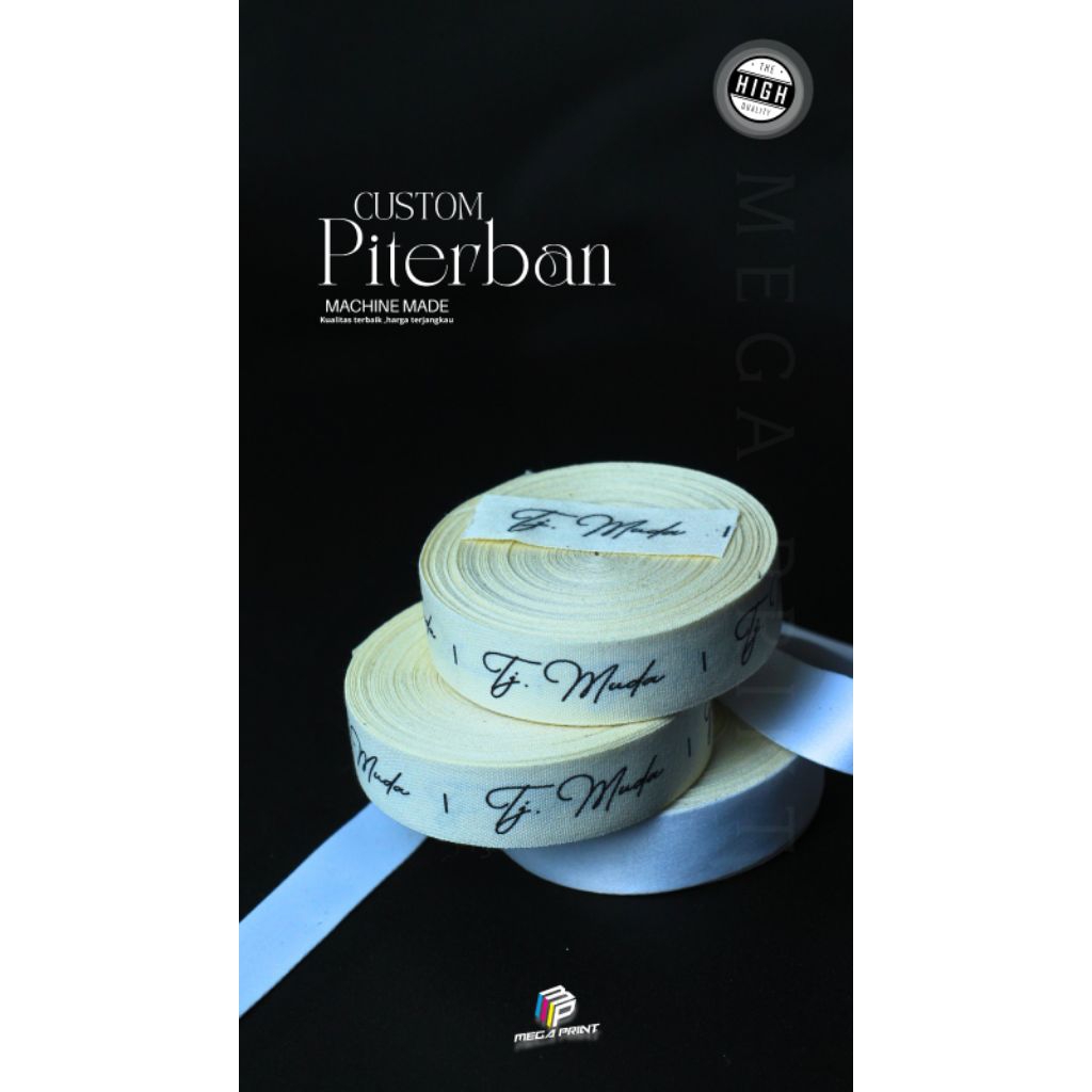 

50 pcs label piterban halus tebal custom printing lebel tag baju nama sendiri washing care wash taffeta