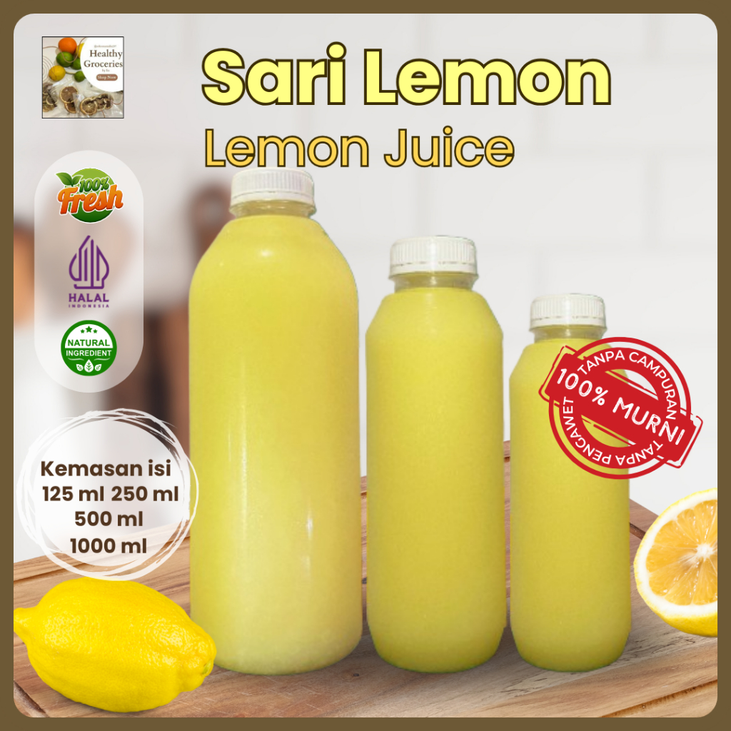 

Sari Lemon Fresh Asli Murni 100% Halal California / Lemon Peras Asli Pure Lemon Juice Tanpa Campuran