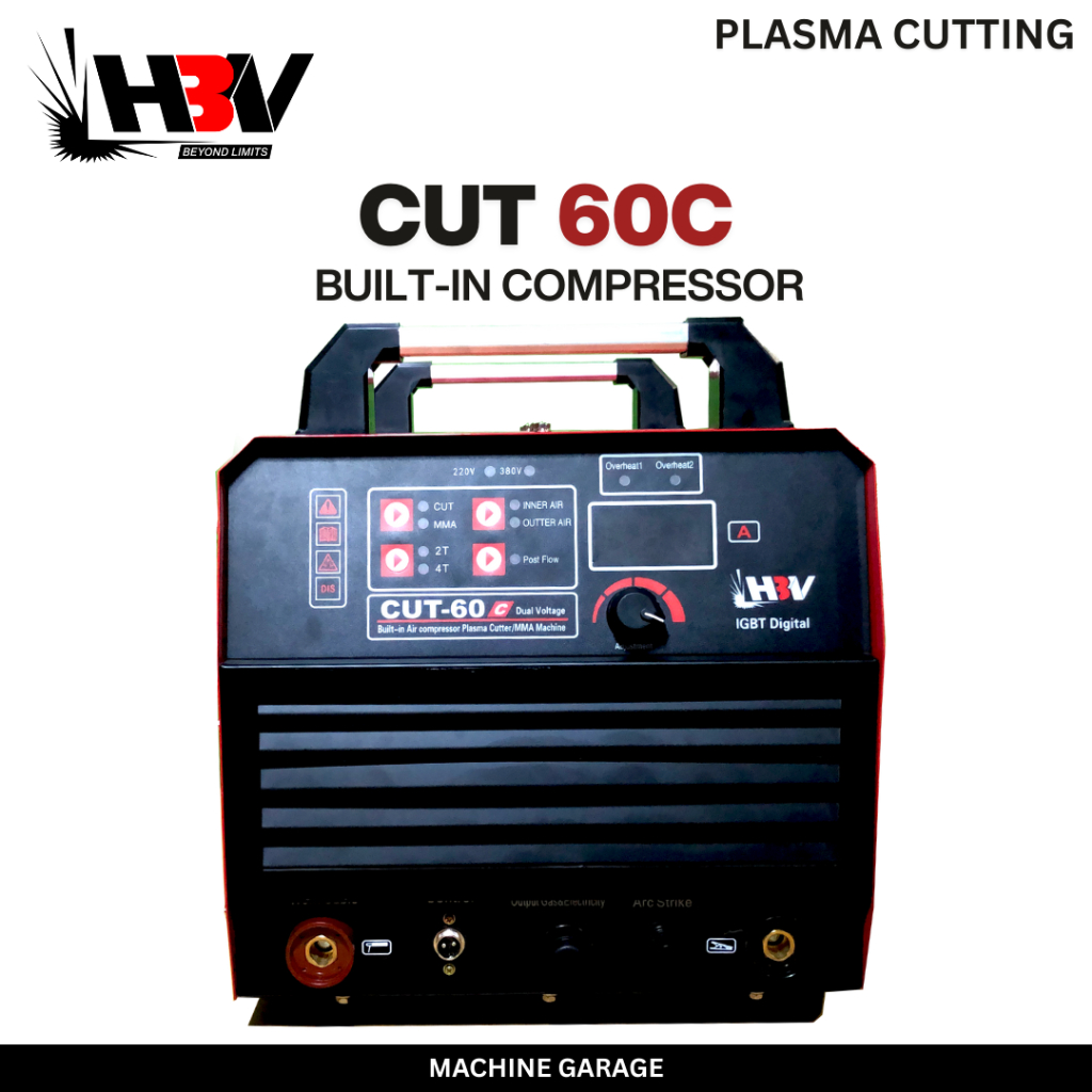 Mesin Las Plasma Cutting HBV CUT 60C Built In Compressor  220V 1 Phase  Sampai 60A Mesin Potong Besi Plat Stainless Bengkel Industri