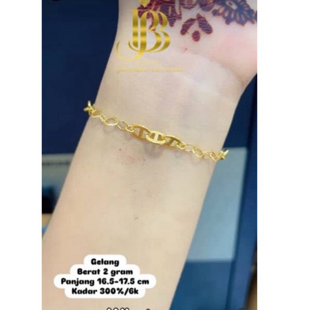 Gelang rantai emas kadar 300%/6k