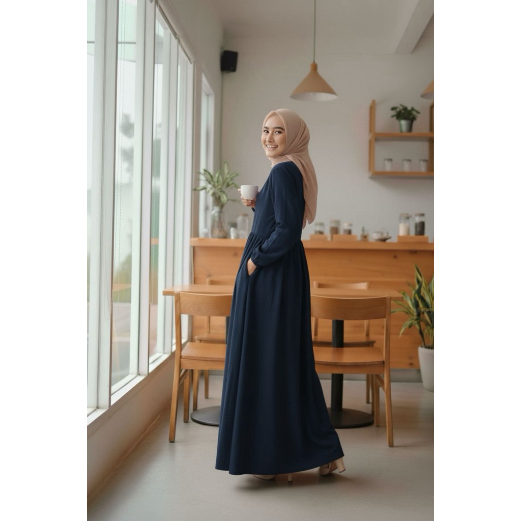 Senyum Pajama Amina Dress Wanita  Dress Muslim Kekinian Casual Homedrees Cantik