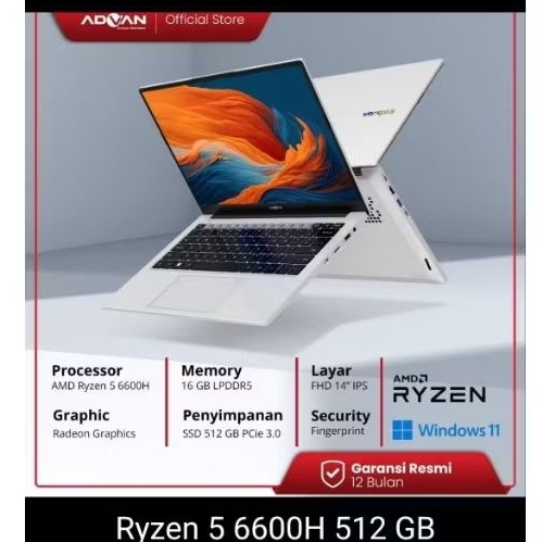 Advan laptop AMD workplus Ryzen 514"