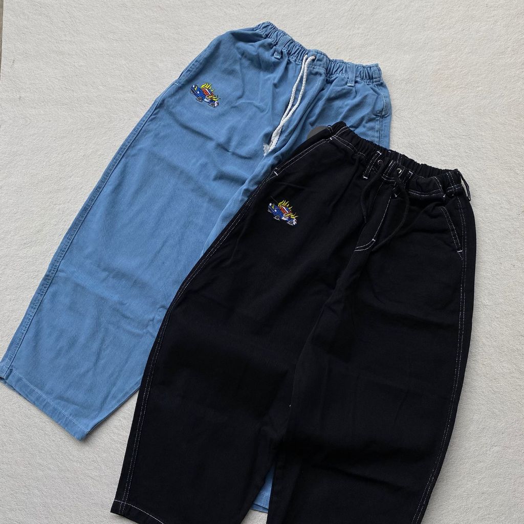 BALOON PANTS CELANA DENIM PANJANG BAGGY JEANS BLUE WASH SPESIAL SERIES NOTBADCLUB ARTIKEL CAR FIRE