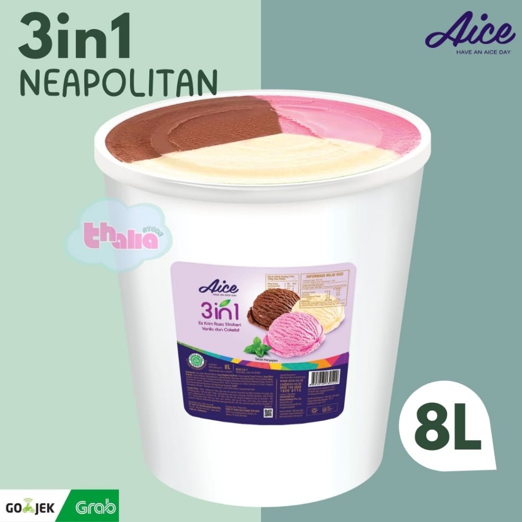 

Ice Cream Aice Neapolitan 8 Liter / Es Krim Neapolitan Aice 8 Liter