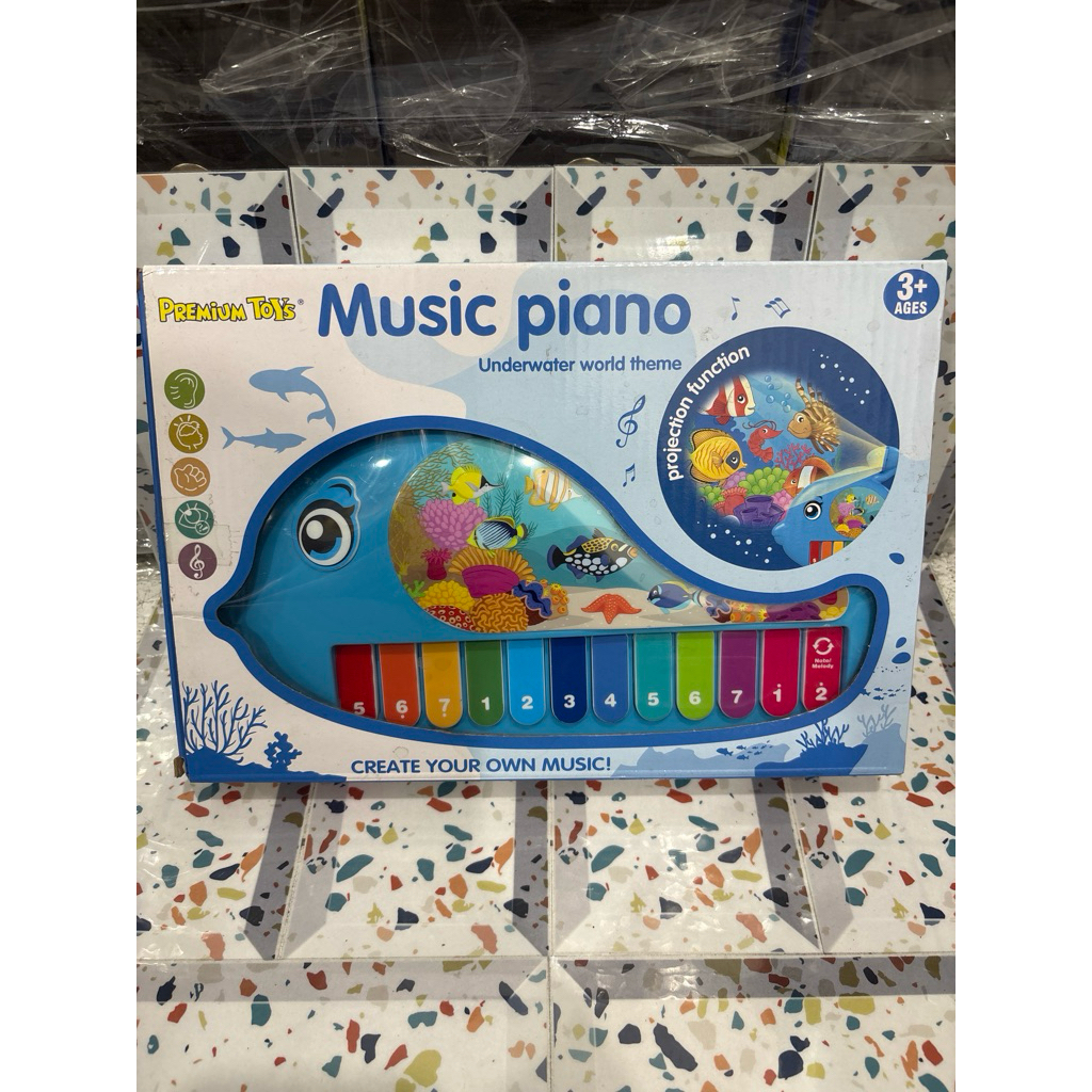 PIANO MUSIK ANAK ADA PROYEKTOR GAMBAR HEWAN LAUT