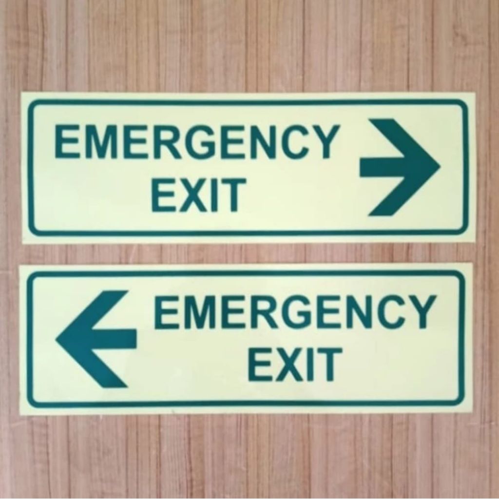 

SIGN STIKER EMERGENCY EXIT ( GLOW IN THE DARK )UK 10x30 cm