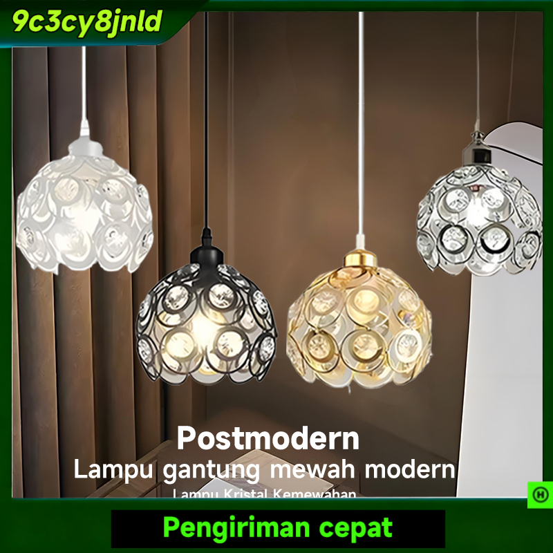 Lampu Hias Industrial Putih Fullset Lampu Gantung Kristal Lampu Teras Minimalis Depan Rumah Lampu Le