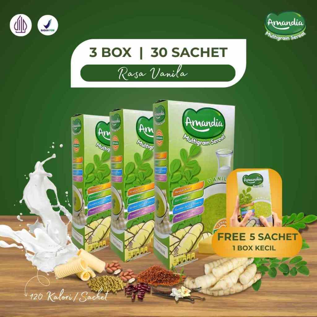 

Amandia Sereal Makanan sehat Bebas Gula Bantu Atasi Lonjakan Gula Darah Sudah Bpom & Halal