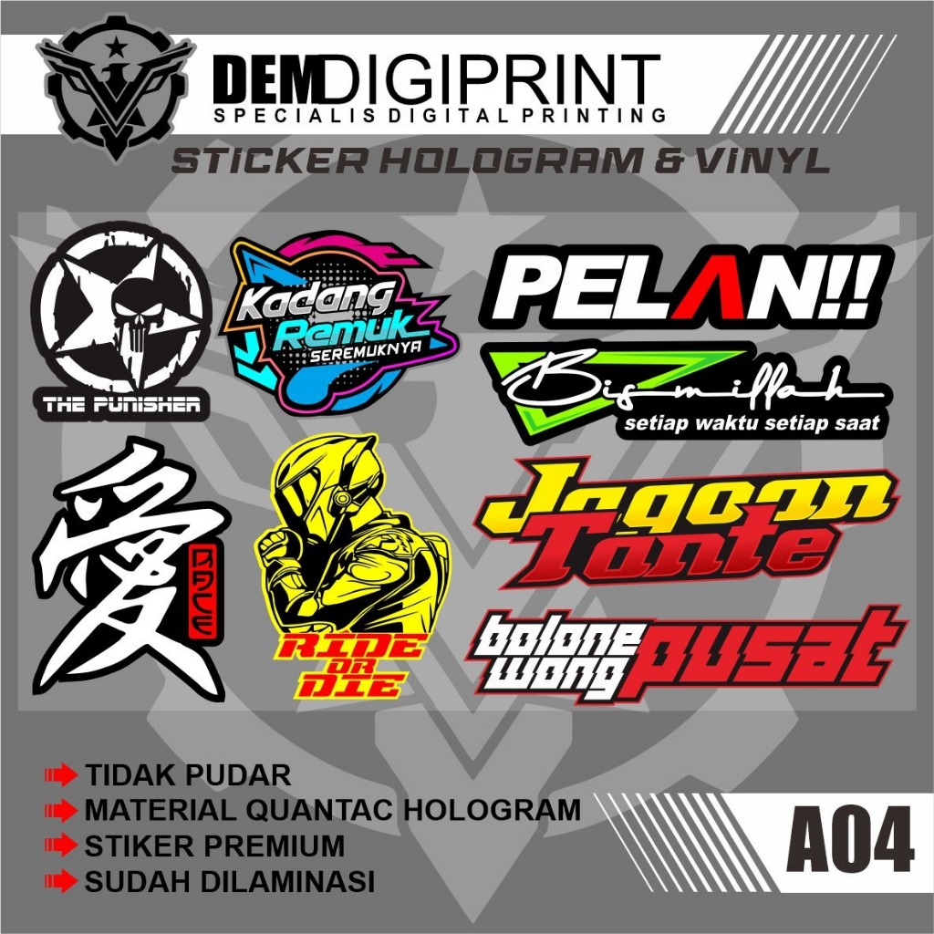 Stiker paketan  stiker MOTOR,HP,LAPTOP Dll stiker printing keren stiker hologram dan vinyl