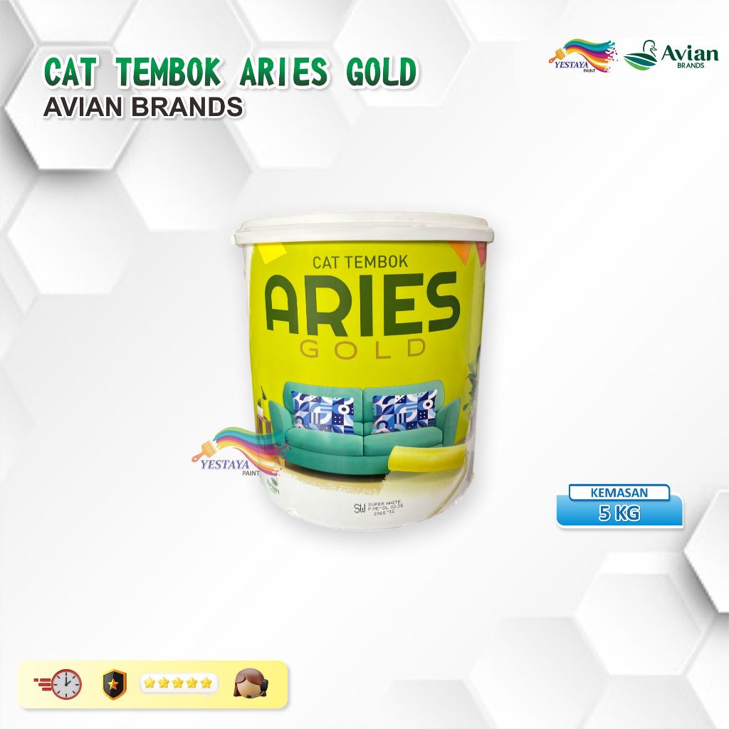 CAT TEMBOK ARIES GOLD 5 KG WARNA SW (PUTIH) ; MW (PUTIH SALJU)