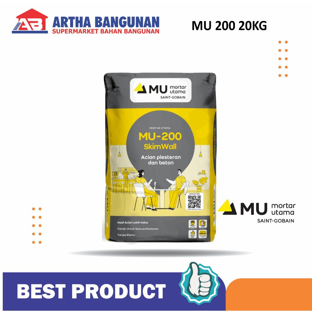 MU-200 SKIMWALL ACIAN PLESTER DAN BETON 20 KG