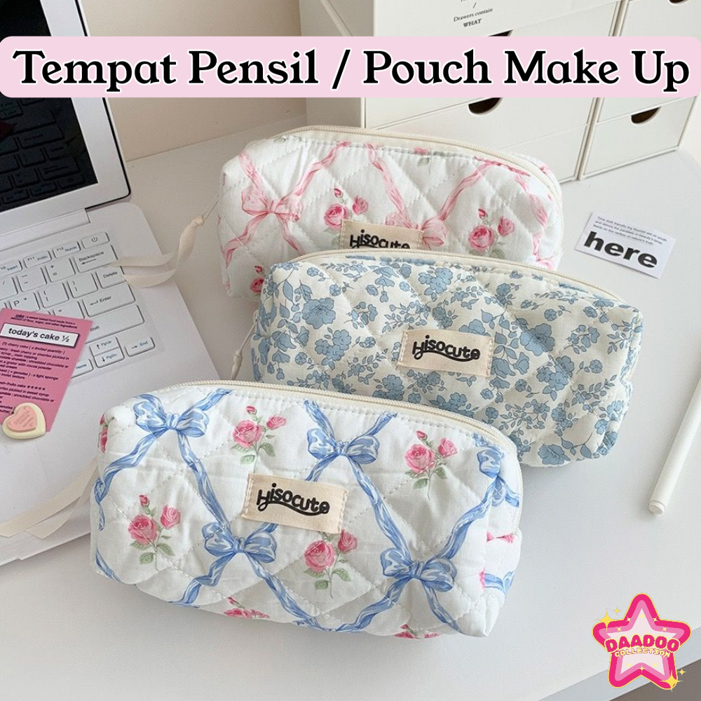 

Floral Bow Pencil Case Make Up Pouch | Tepak Pensil Sekolah Kuliah Kantor | Tempat Pensil Kapasitas Besar Fashionable | Tempat Make Up Travel Korean Style Tempat Pensil Lucu Cantik