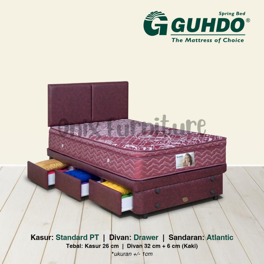 Springbed Gudho Base Drawer HB Atlantic SPT FULLSET 120x200 Red