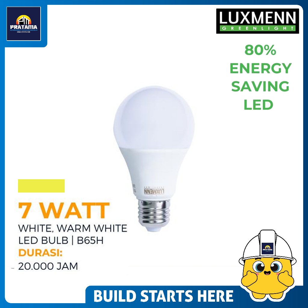 LUXMENN  - LAMPU LED BOHLAM SERI B65H 7 WATT BULB KUNING