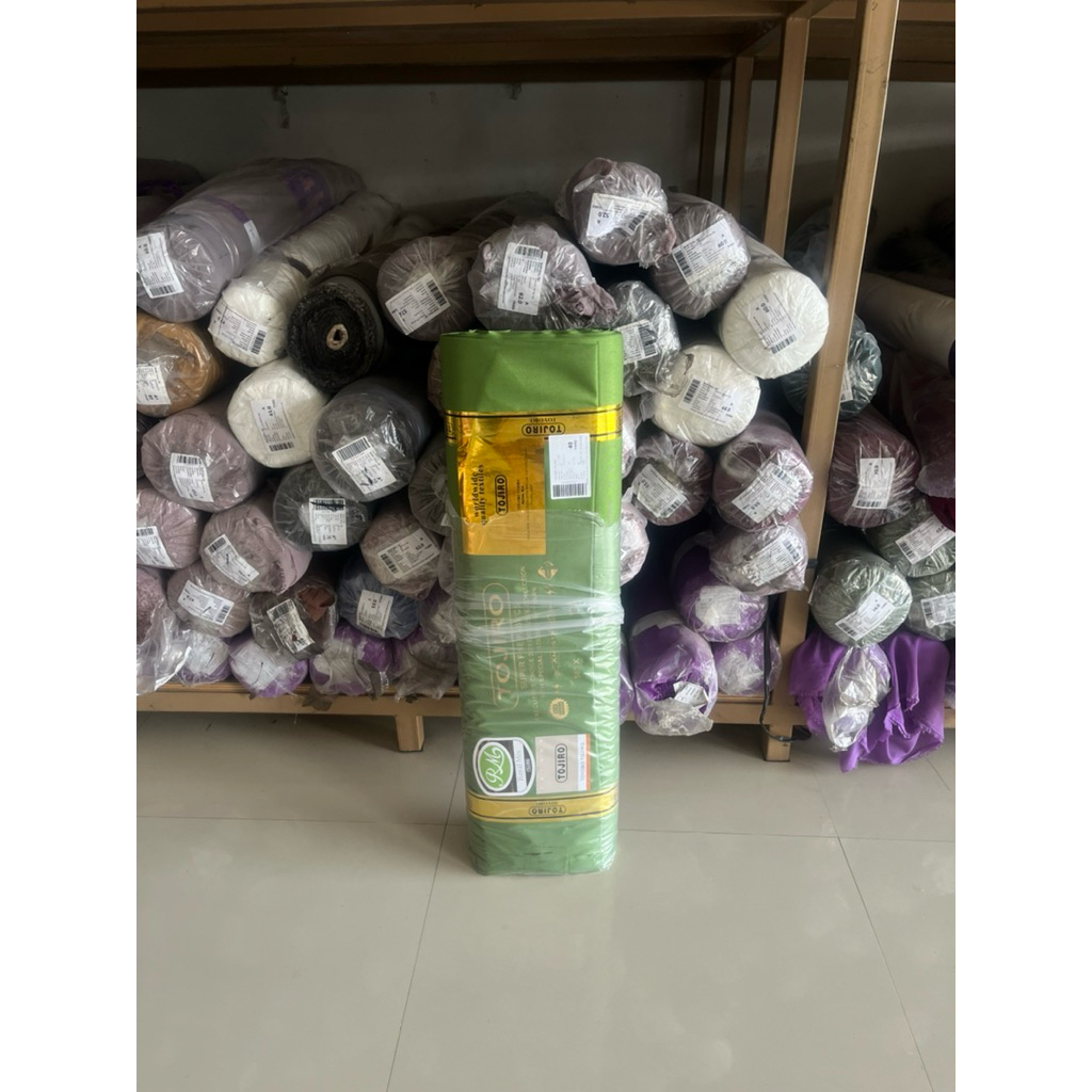 KAIN TOYOBO TOJIRO PREMIUM HIJAU MUSLIMAT/HIJAU OLIVE 1 ROLLAN ISI 40 YARD