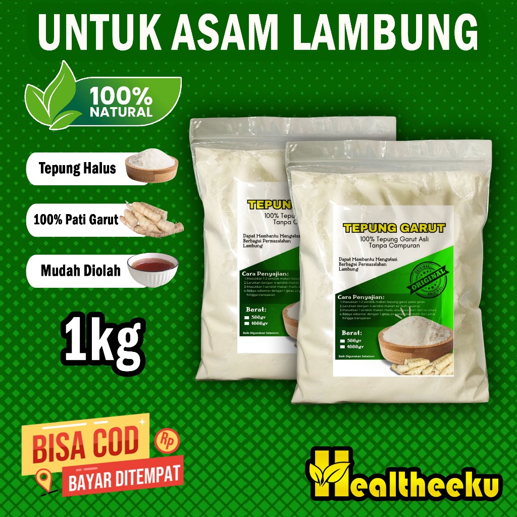 

TEPUNG GARUT KWALITAS PREMIUM 1 Kg / Angkrik / Obat Asam Lambung