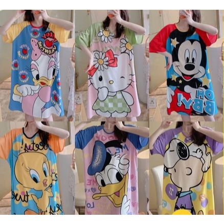 Pakaian Tidur Wanita Import Daster Motif Kartun Lucu Korea Fit XL