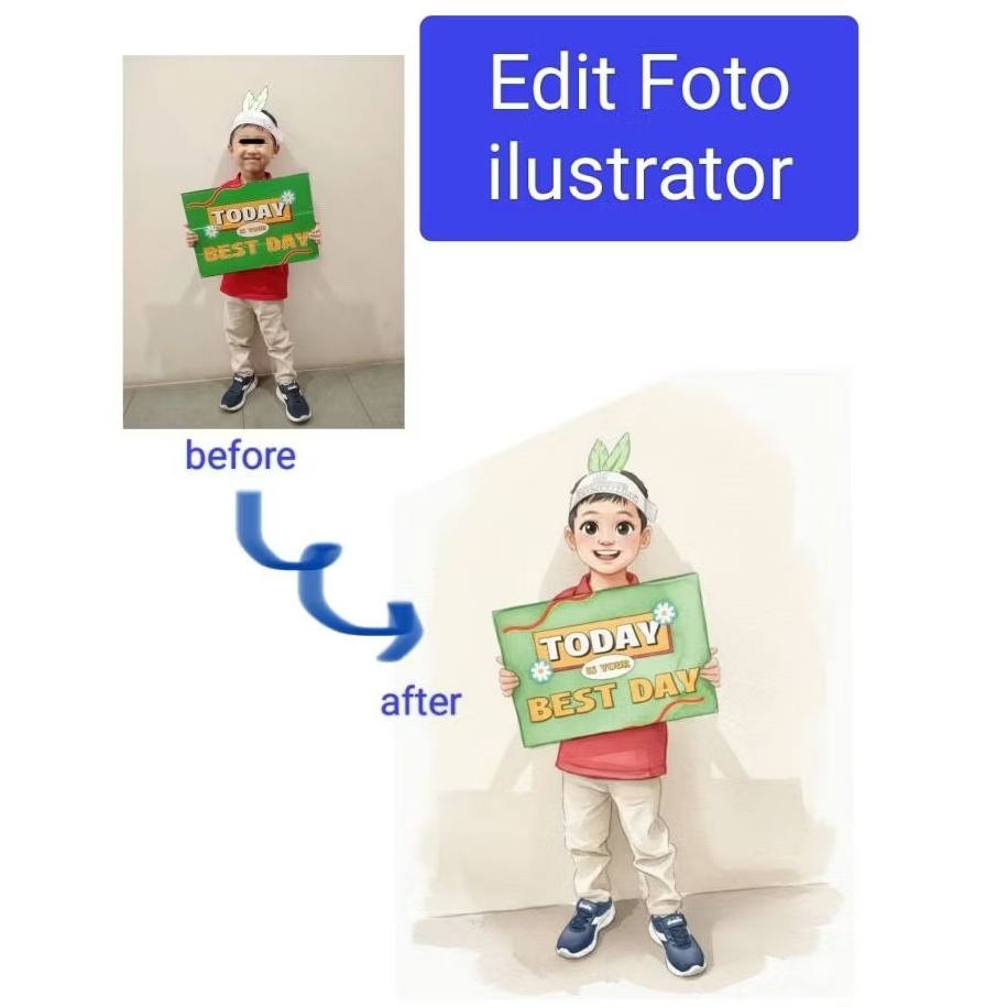 Jasa edit foto ilustrasi watercolor. Foto ilustrator. Foto watercolor