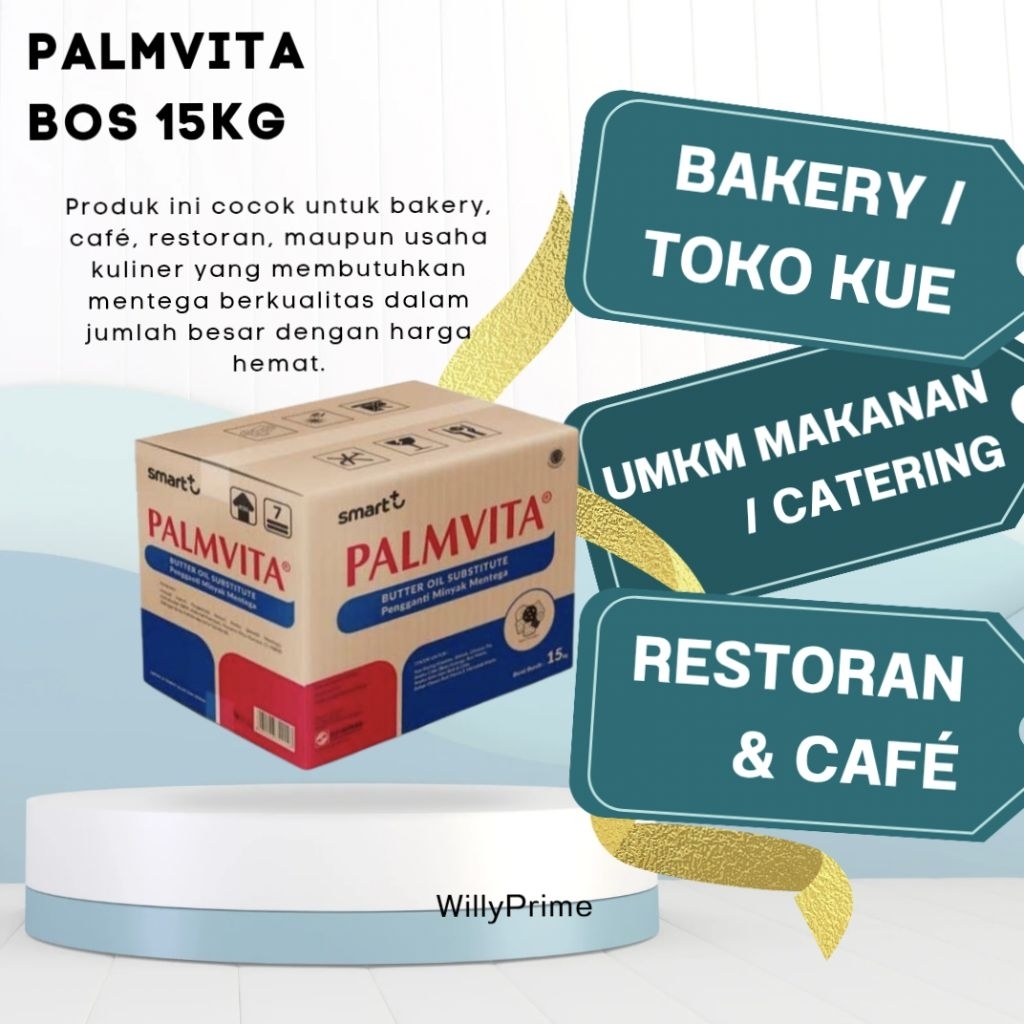 

PALMVITA Butter Oil Substitute (BOS) 15KG - Palmvita BOS Minyak Pengganti Mentega 15KG – Bahan Kue / Roti / Bakery