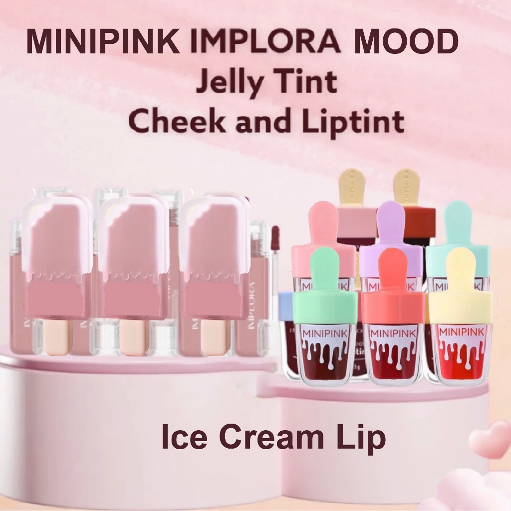 MINIPINK MOOD Cheek and Lip Tint / Jelly Tint Lipstik Es Krim Uslike Lipstik Ice Cream KM021