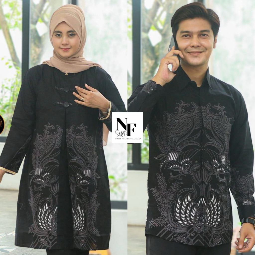 Baju Batik Atasan Wanita Tunik Batik Katun Formal non Formal - Motif Garuda Abu