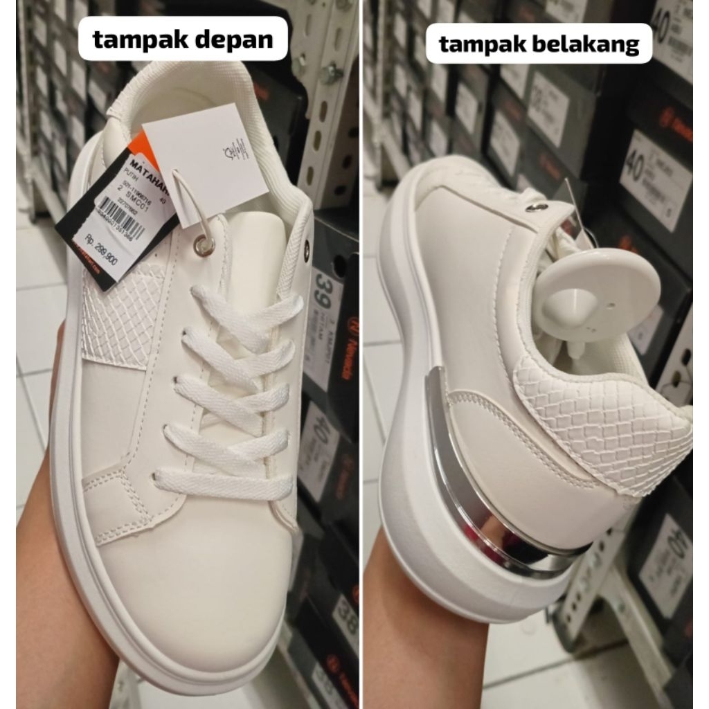 Sneakers Tali Nevada Wanita Warna Putih / White Ori Matahari