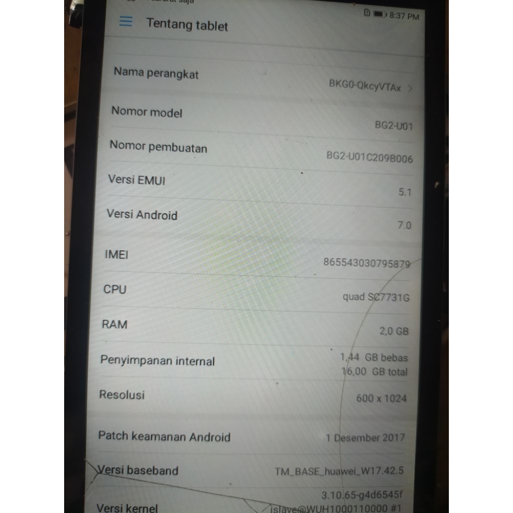 mesin huawei mediapad t3 BG2-U01