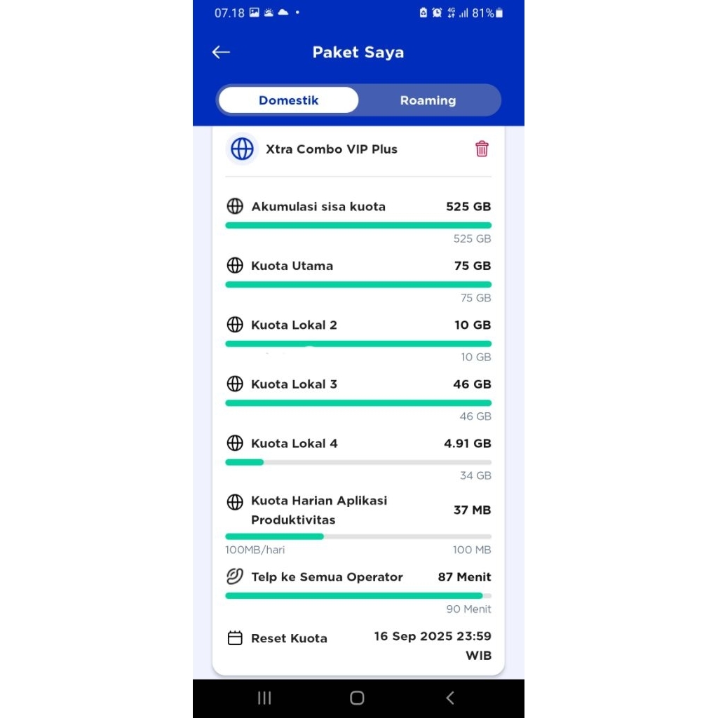 Kartu XL VIP 175 GB disc 90%