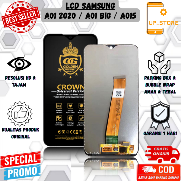 LCD TOUCHSCREEN SAMSUNG A01 / A01 BIG / A015 / A015F CONNECTOR BIG ORIGINAL BIG GLASS COMPLETE