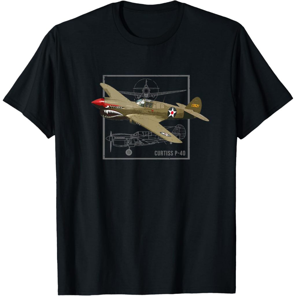 Baju kaos anak Curtiss P-40 Warhawk WW2 Fighter Plane T-Shirt