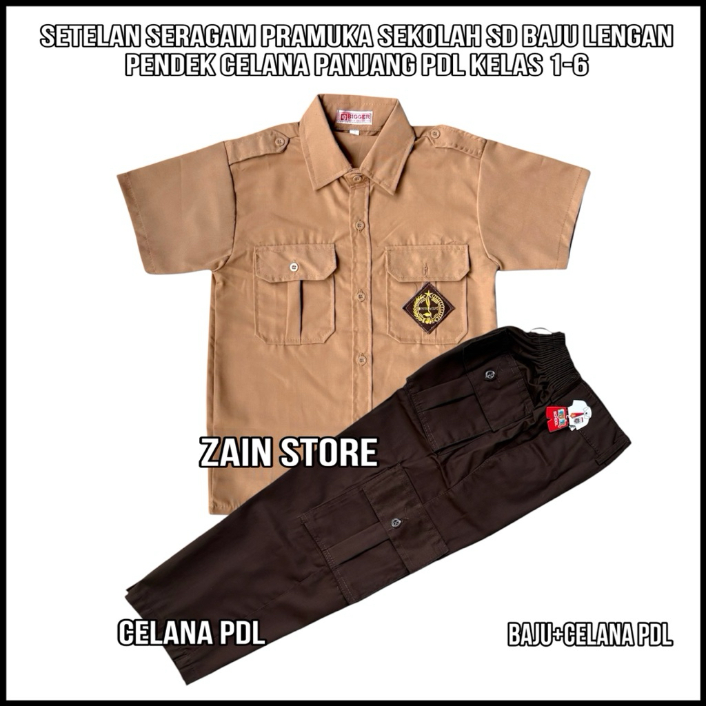 Setelan seragam pramuka SD anak laki laki baju pramuka lengan pendek Celana panjang PDL pakaian sera