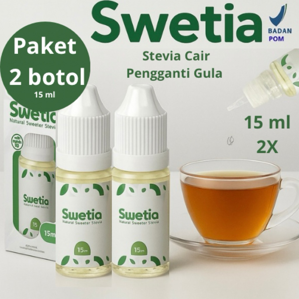 

PAKET 2 BOTOL SWETIA PEMANIS ALAMI / SWETIA STEVIA CAIR / GULA DIABETES