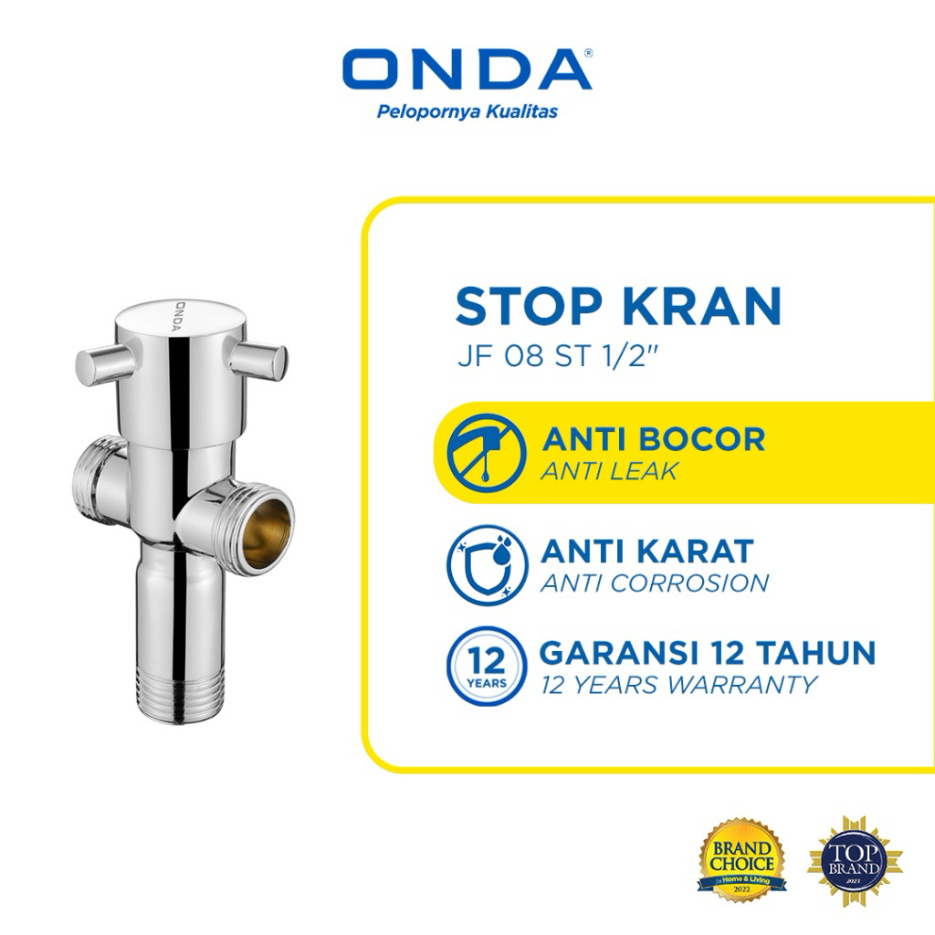 Stop kran cabang 2 stainless ONDA JF 08 ST