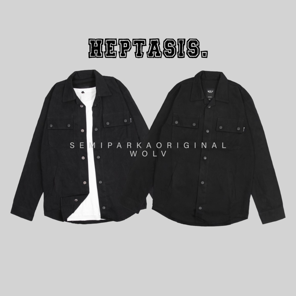 Wolv Trucker Jacket - Kemeja Semi Parka Pria Big Size