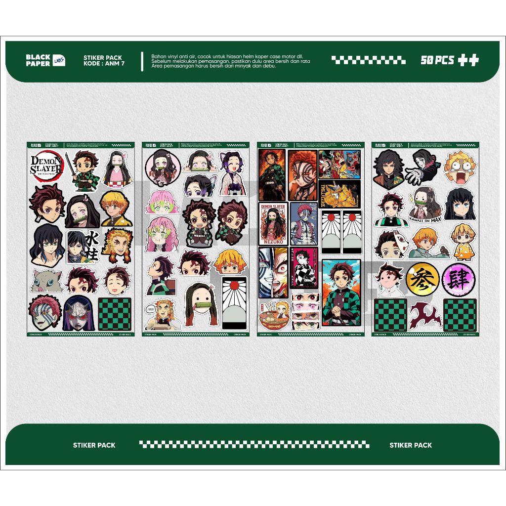 

STICKER PACK DEMON SLAYER KIMETSU NO YAIBA 50PCS ANTI AIR & SUDAH DI POTONG
