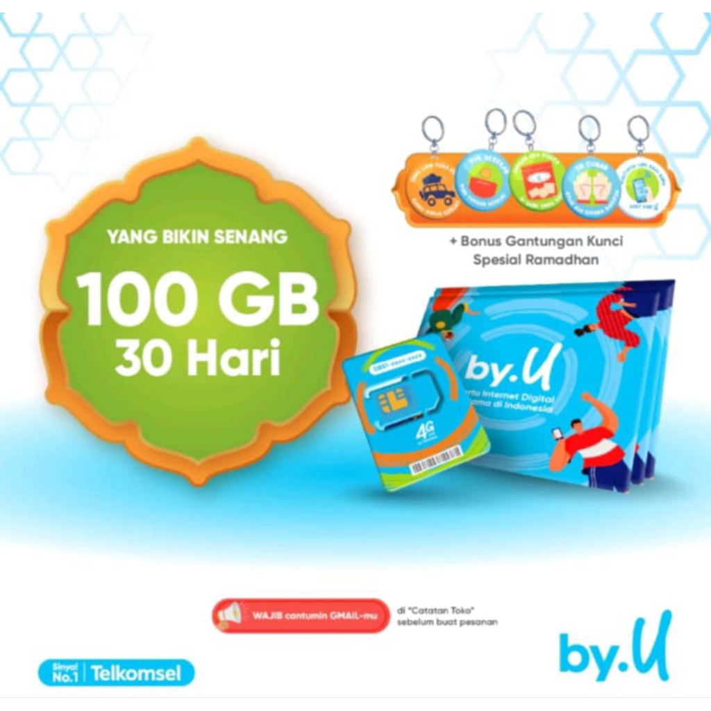 [FS] Kartu Perdana Telkomsel by.U 100 GB | 30 hari COD Terlaris