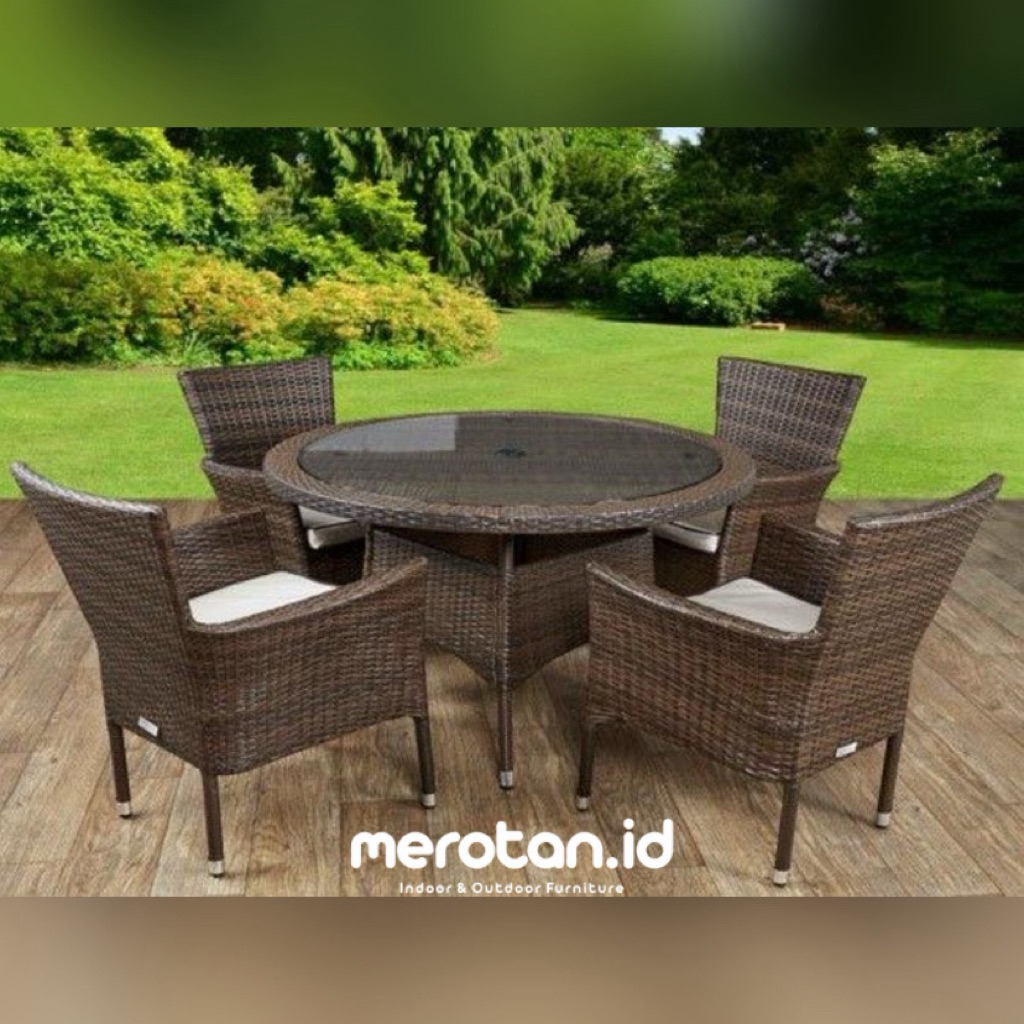 Set Kursi Makan Outdoor Anyaman Rotan Sintetis Premium / Meja Makan Rotan Sintetis