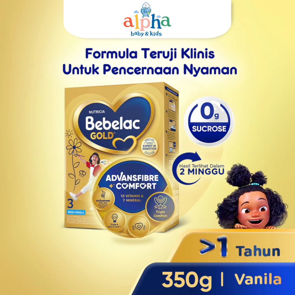 

Bebelac Gold 3 VANILA 360 gr – 1-3tahun - Formula Teruji Klinis untuk Pencernaan Nyaman​
