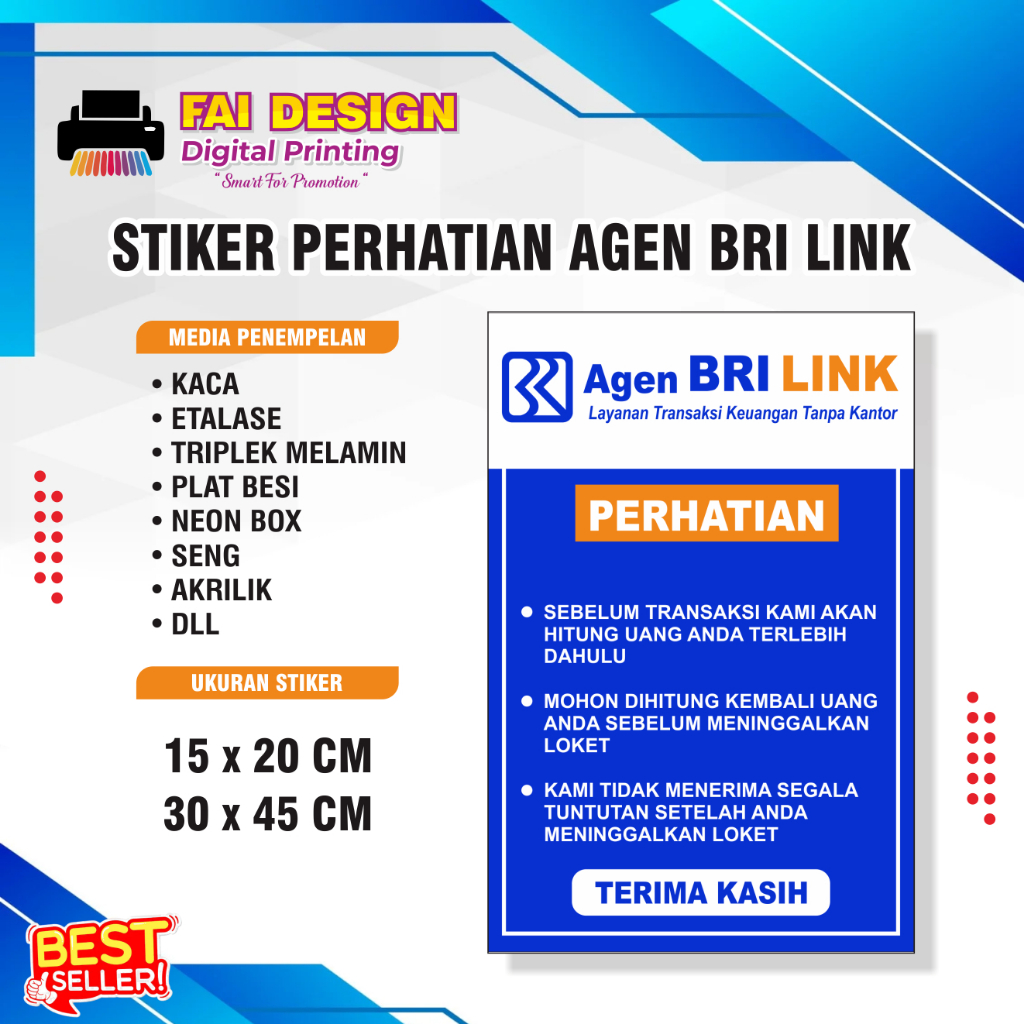 Cetak Stiker Agen BRI Link
