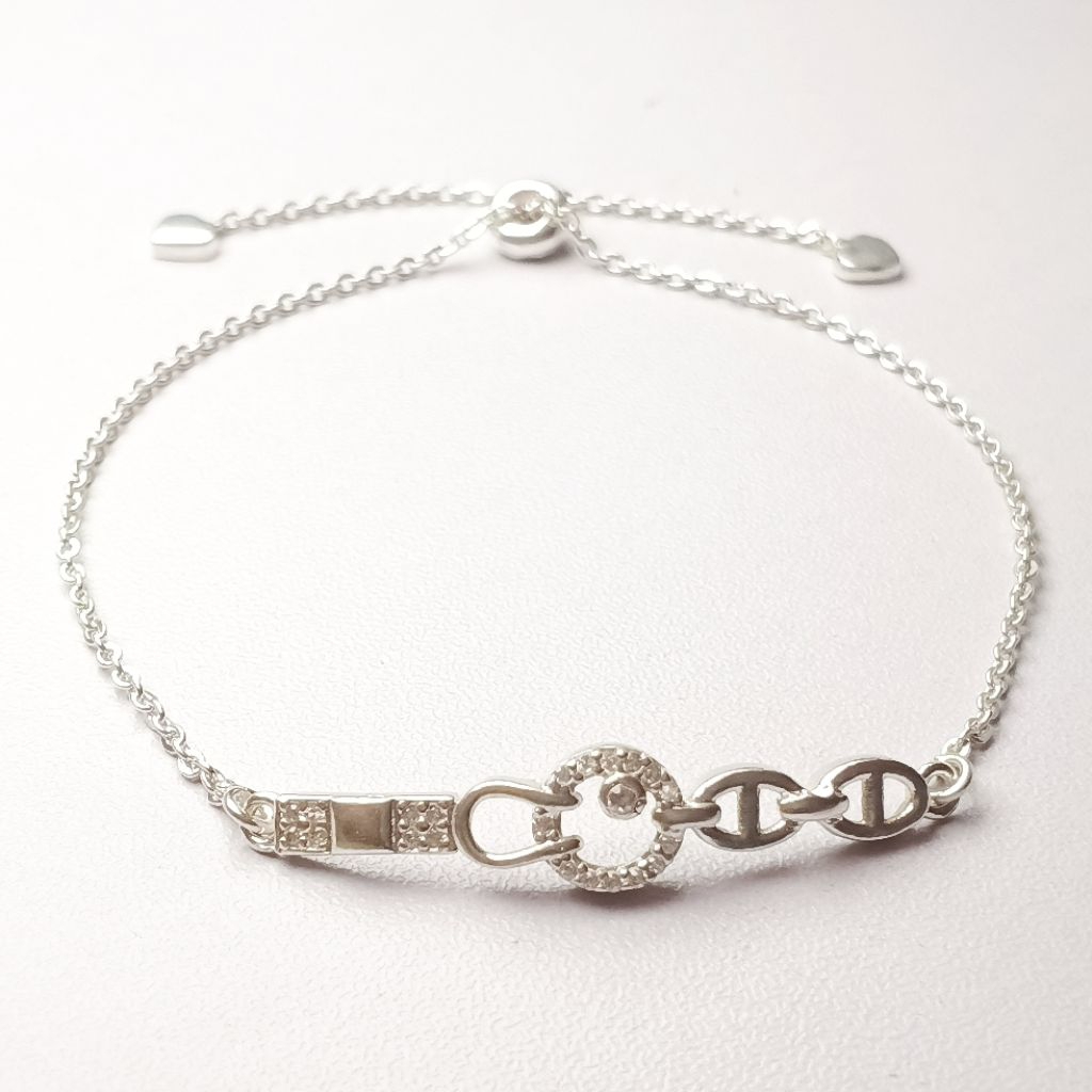 Gelang Wanita Model Serut Perak Asli Silver 925 Lapis Emas Putih/Gelang Wanita Model Medan/Gelang Se