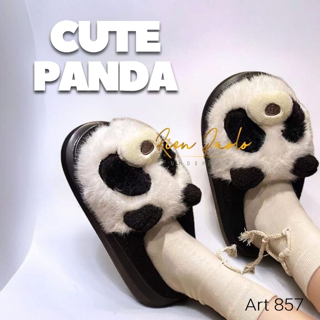 Sandal Bulu Wanita Slipper Panda Sendal Rumah Tebal Halus Lembut Premium Rien Paolo 992