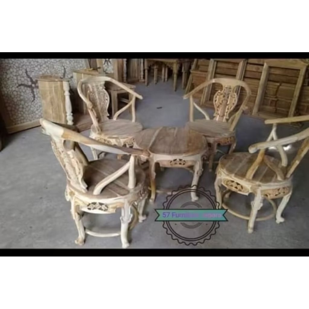 Meja Kursi Teras Depan Kayu Jati 2 Kursi + Meja Finishing