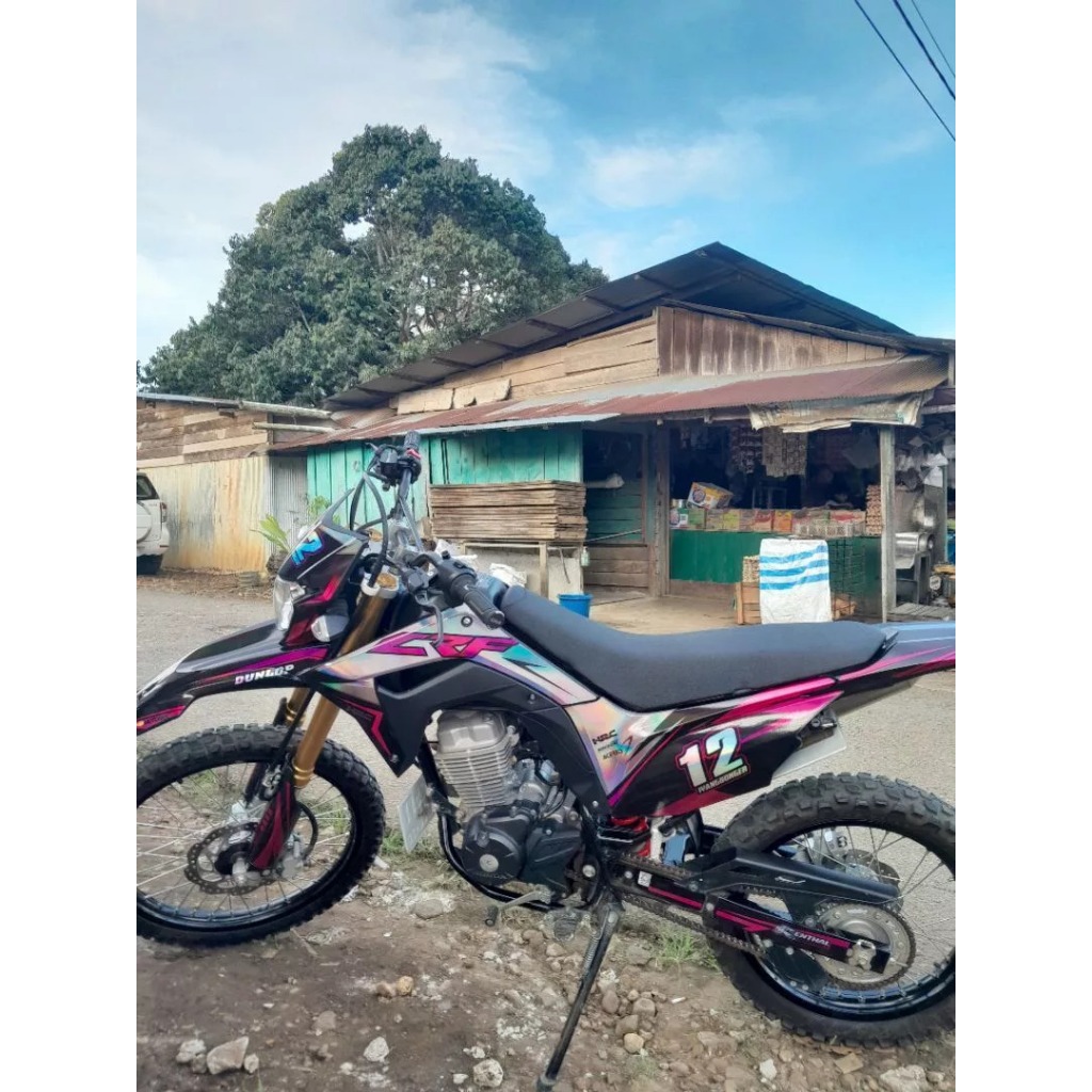 Decal Sticker Hologram Fullbody CRF 150 L - Decal Sticker Trail Stiker Supermoto Desain Minimalis GP