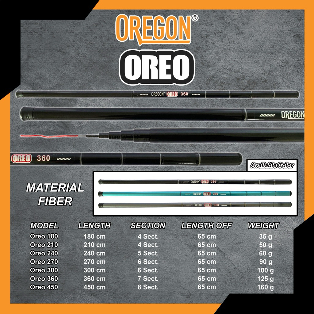 joran tegek fiber oregon oreo lentur 180-450