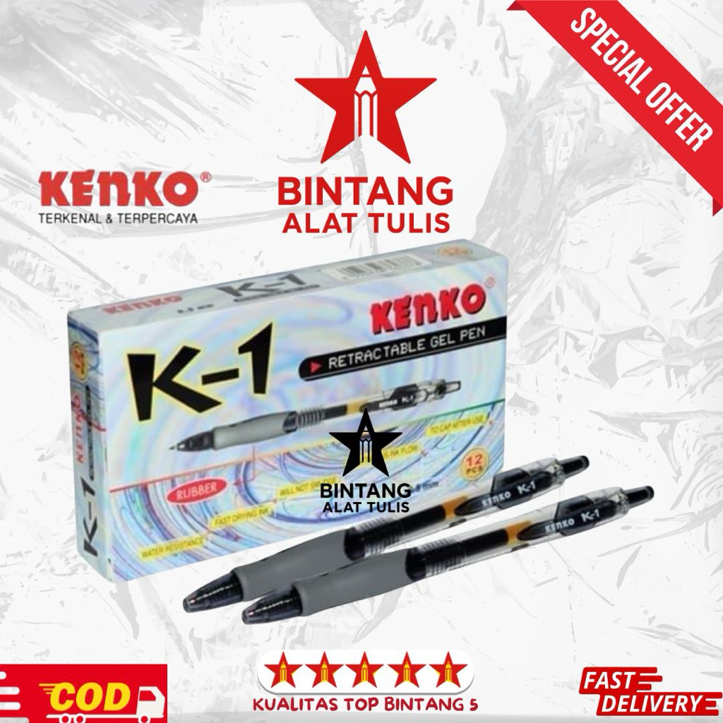

Pulpen Kenko K-1 Retractable Gel Pen - Pena Gel K-1 (1 Box Isi 12 pcs)